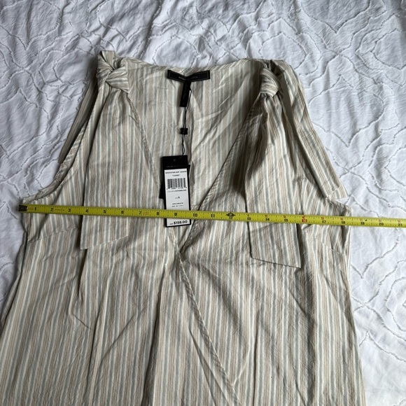 BCBG Striped Sleeveless Top Tie Shoulder V Neckline - Picture 5 of 6